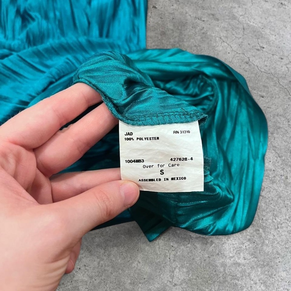 y2k turquoise dark teal satin textured tank top small - Picture 6 of 7